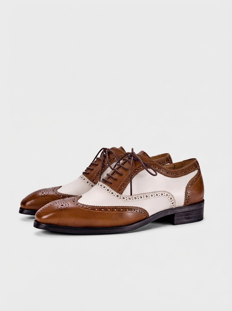Two-Tone Leather Brogue Oxfords