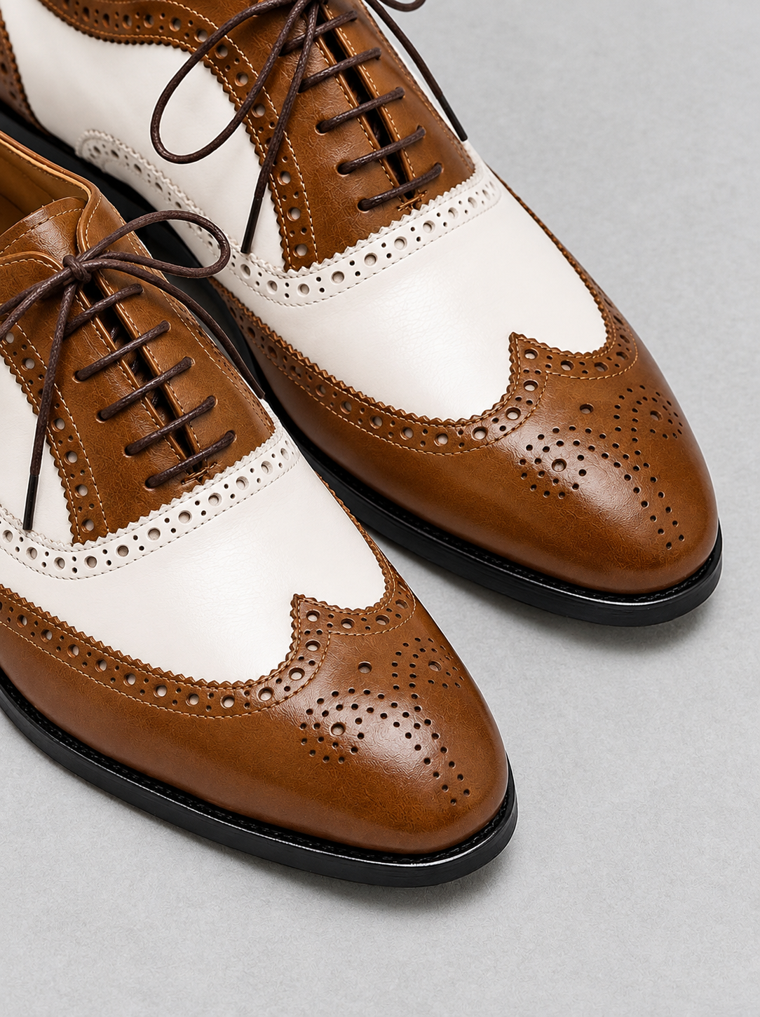 Two-Tone Leather Brogue Oxfords