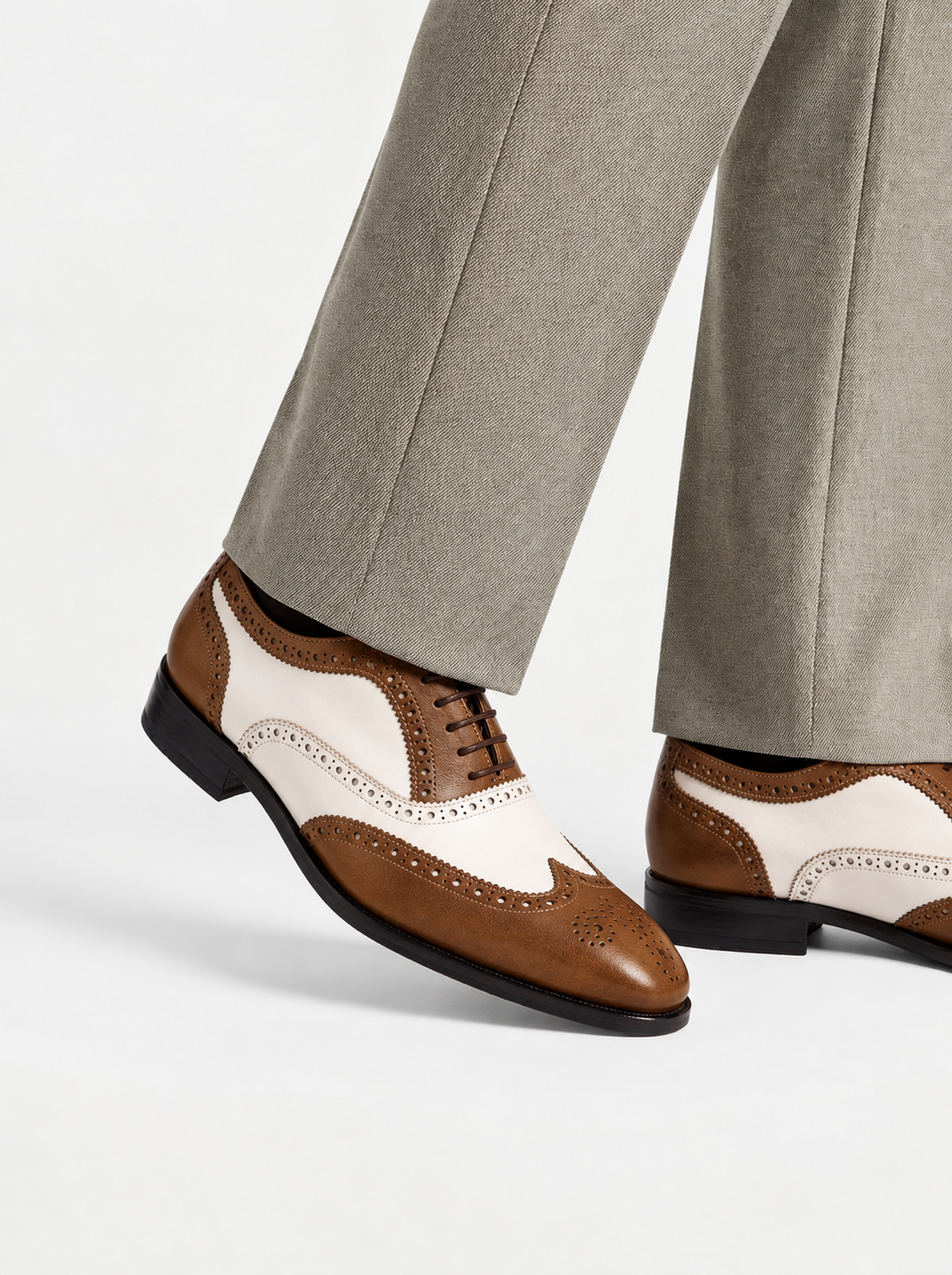 Two-Tone Leather Brogue Oxfords