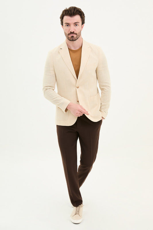 Beige Slim Fit Blazer MB-001