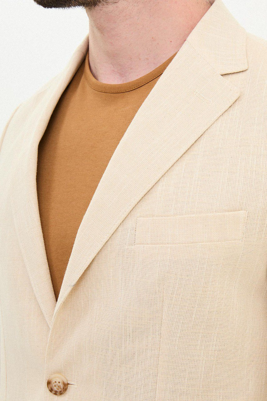 Beige Slim Fit Blazer MB-001