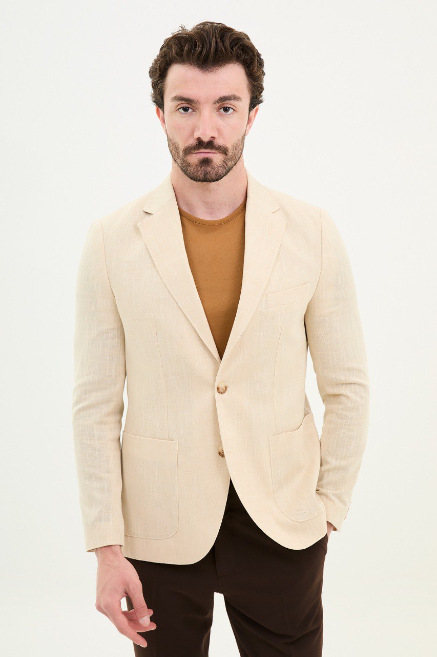 Beige Slim Fit Blazer MB-001