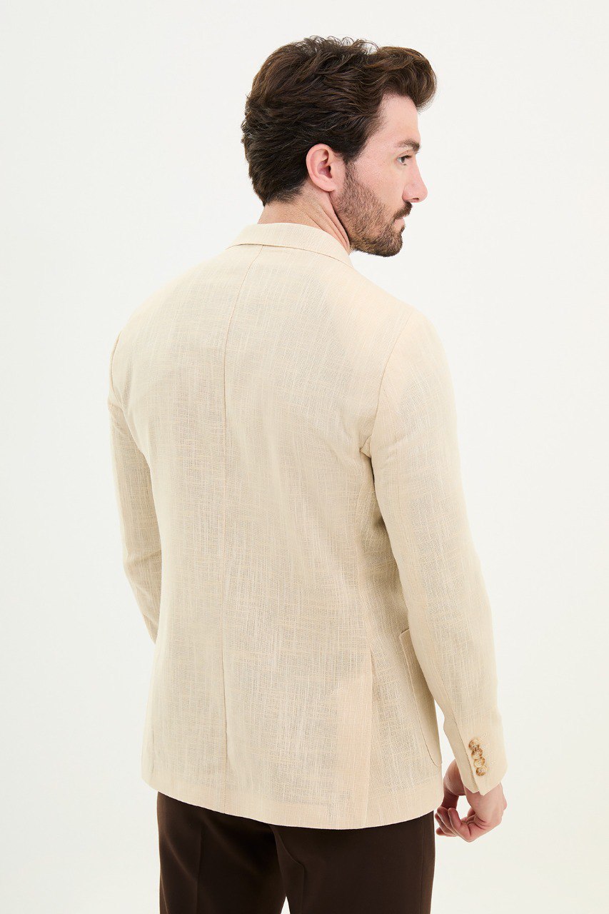 Beige Slim Fit Blazer MB-001