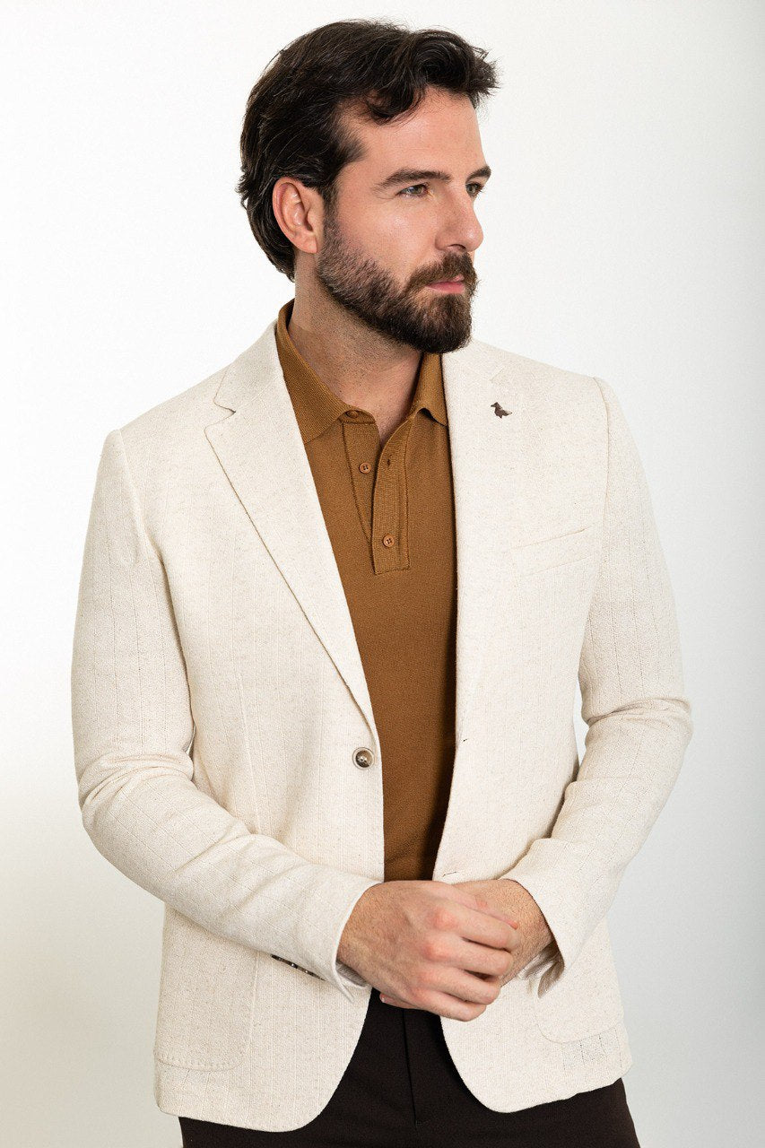 Beige Slim Fit Blazer MB-003