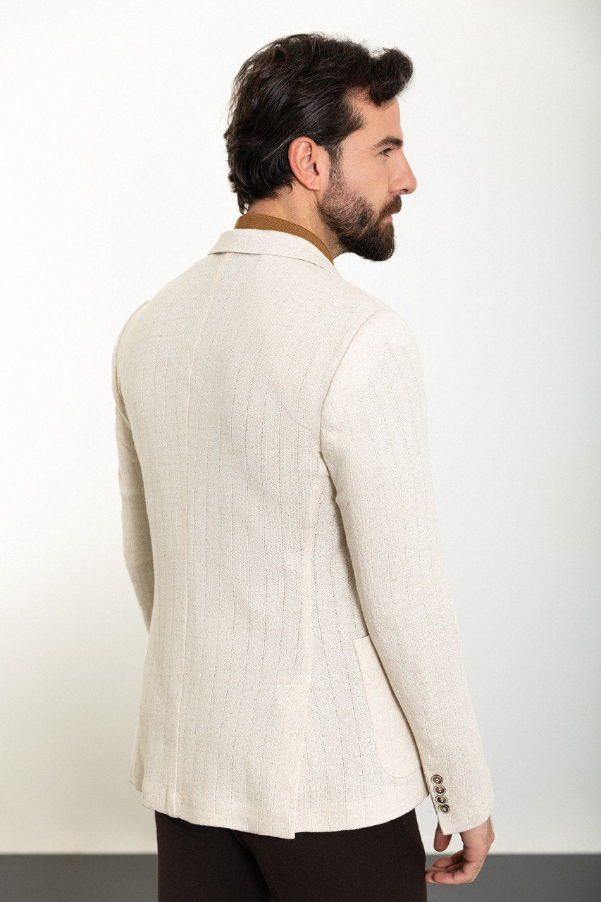 Beige Slim Fit Blazer MB-003