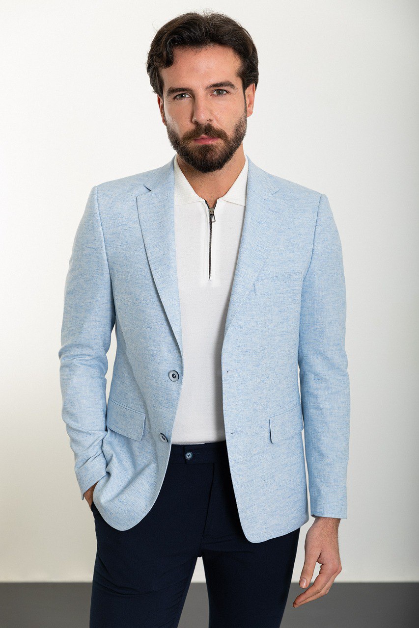 Ice Blue Slim Fit Blazer MB-004