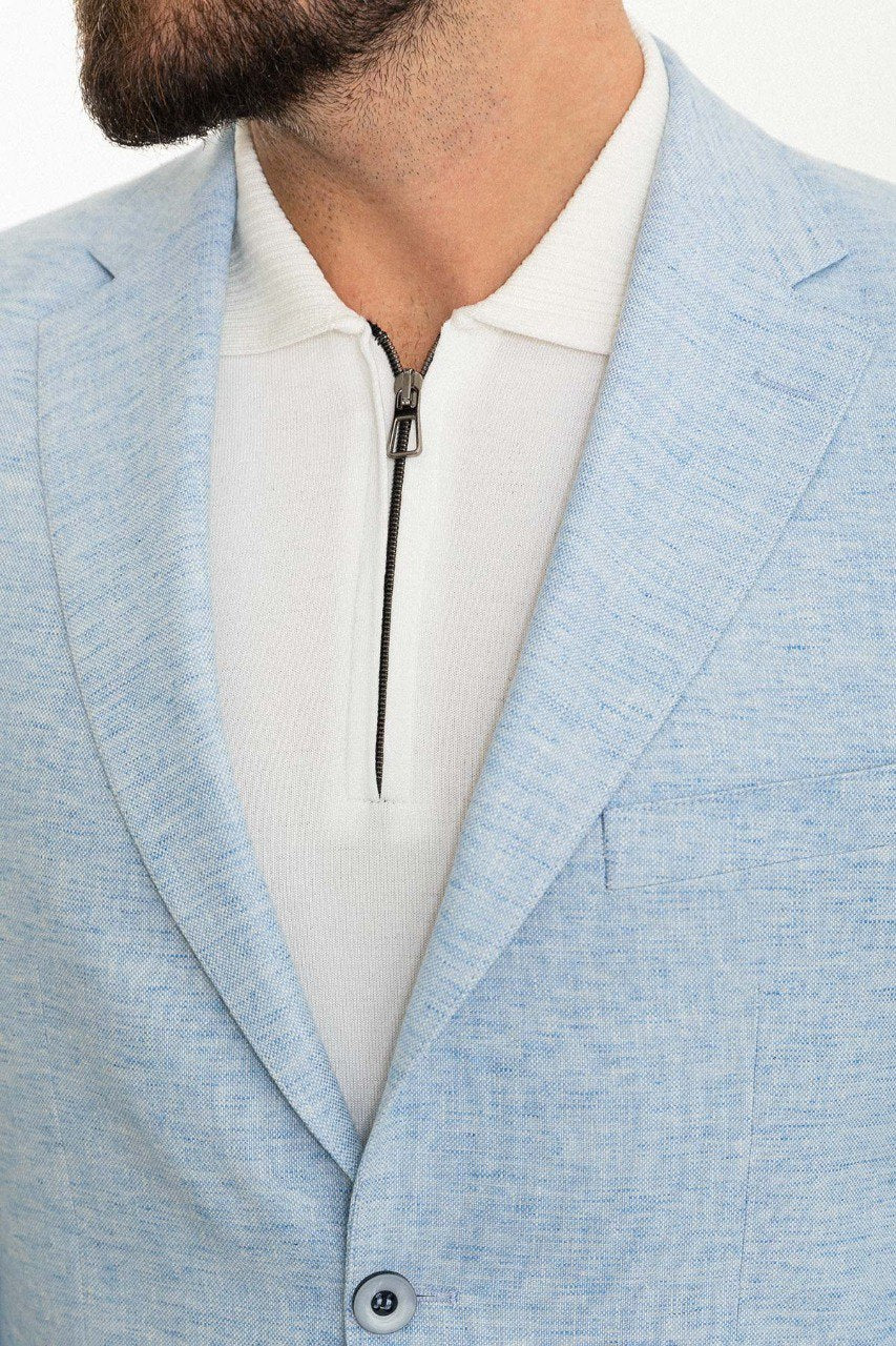 Ice Blue Slim Fit Blazer MB-004