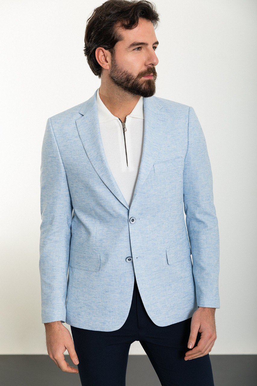 Ice Blue Slim Fit Blazer MB-004