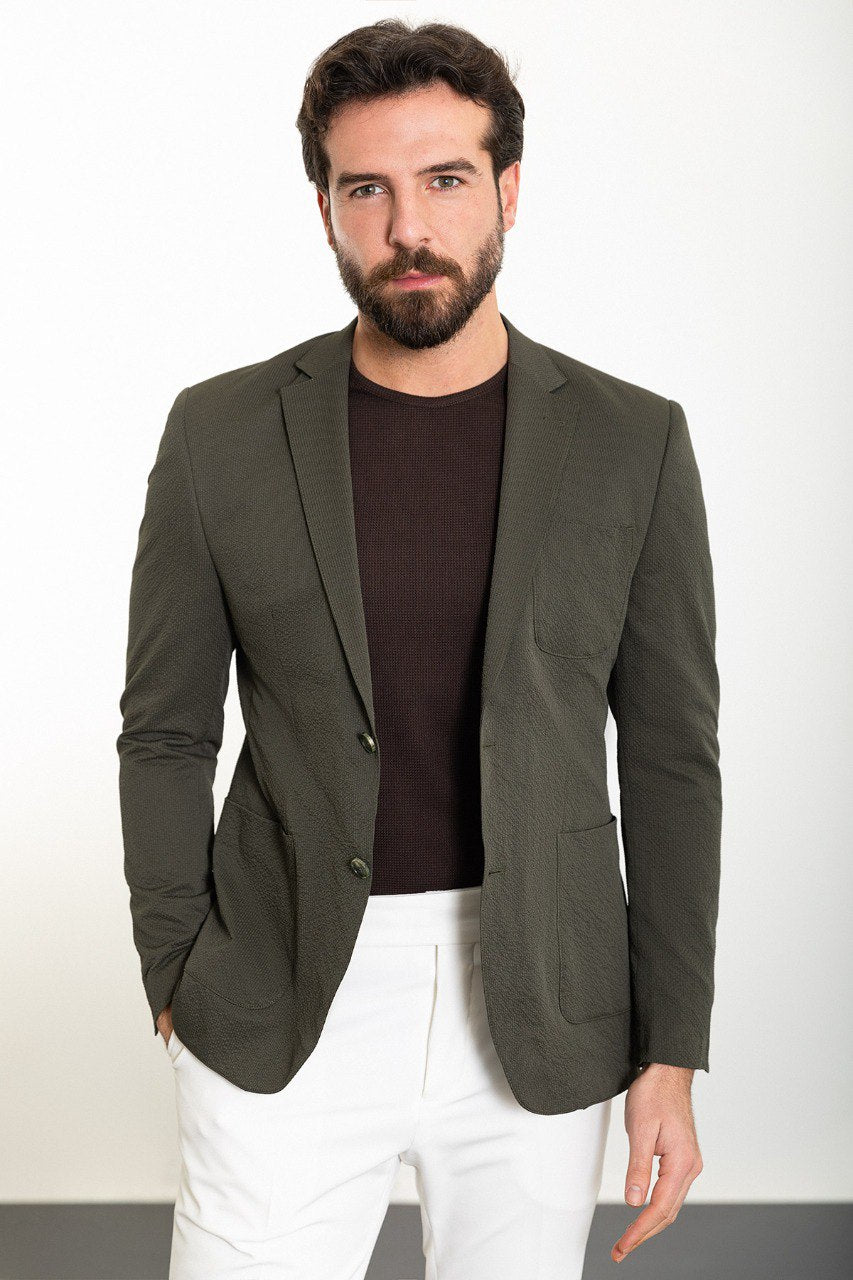 Khaki Slim Fit Blazer MB-008