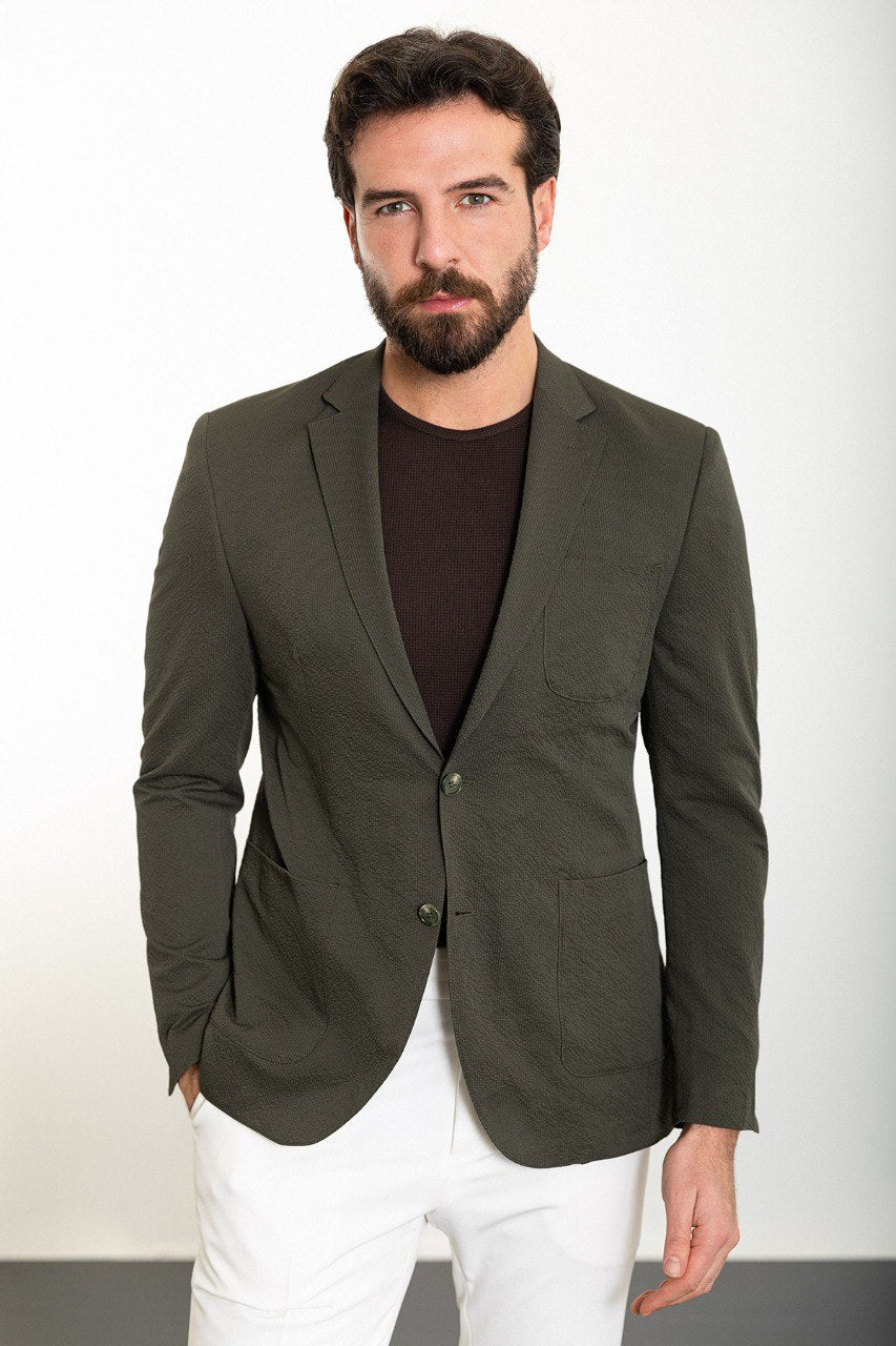 Khaki Slim Fit Blazer MB-008