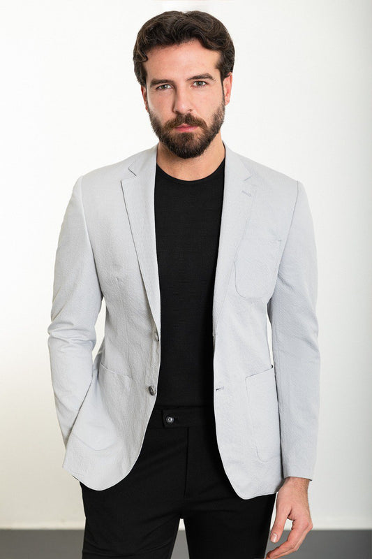 Light Grey Slim Fit Blazer MB-009