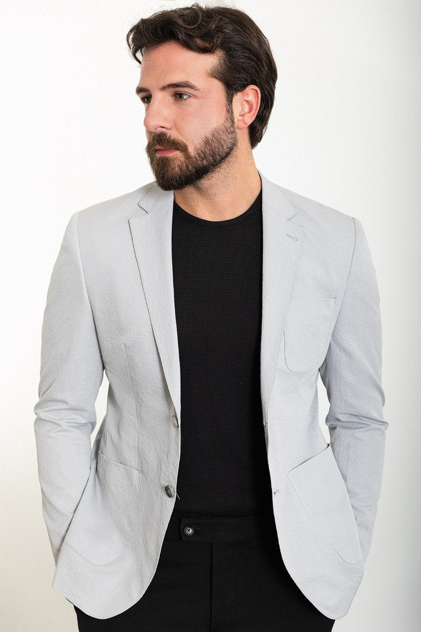 Light Grey Slim Fit Blazer MB-009