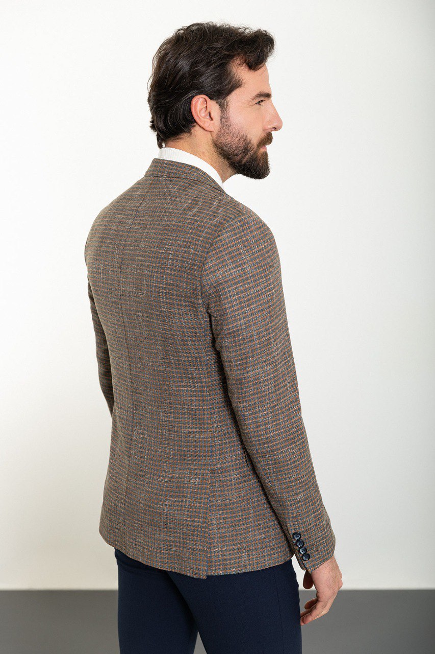 Camel Small Check Slim Fit Blazer MB-015