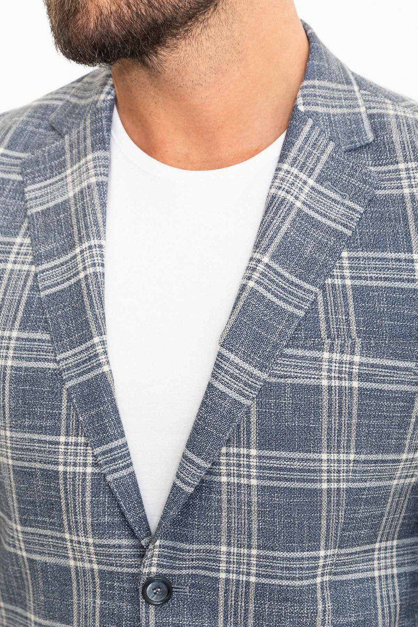 Grey Big Check Slim Fit Blazer MB-018