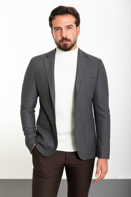 Grey Slim Fit Blazer MB-023