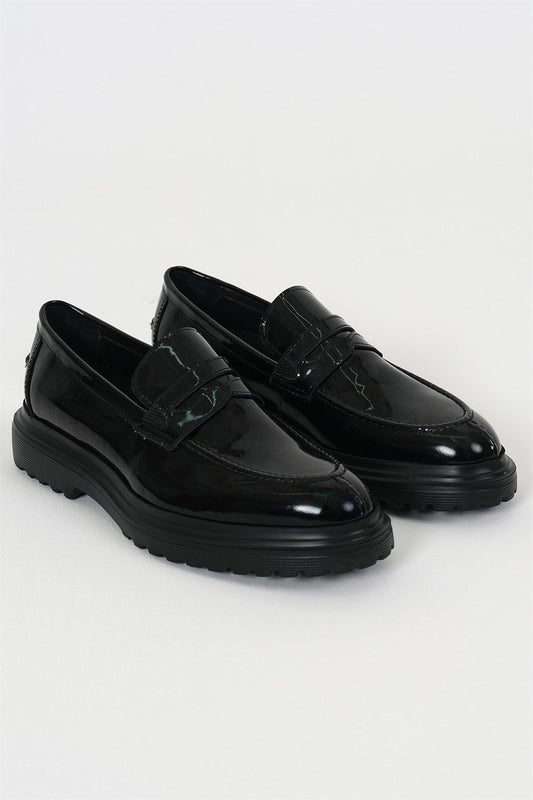 Black Patent High Sole Loafer