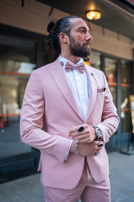 Pink Groom Slim Fit Suits