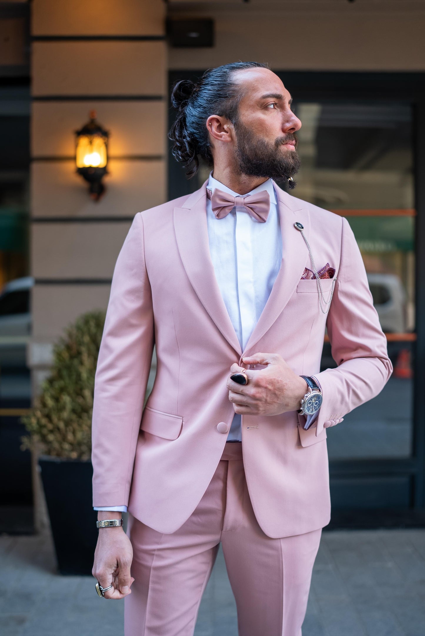 Pink Groom Slim Fit Suits