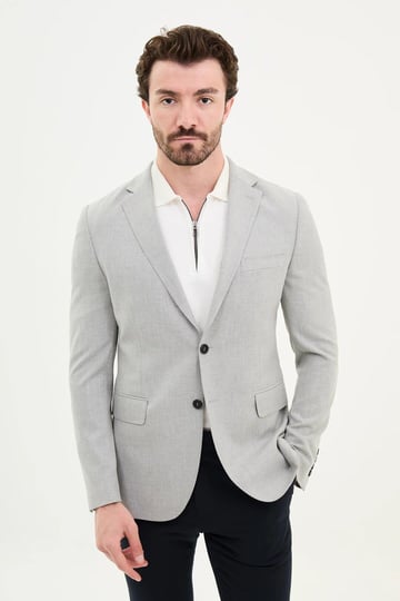 Plain Slim Fit Mono Collar Men's Jacket