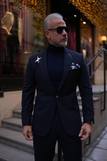 SHOULDER STRAPE NAVY BLUE SUIT