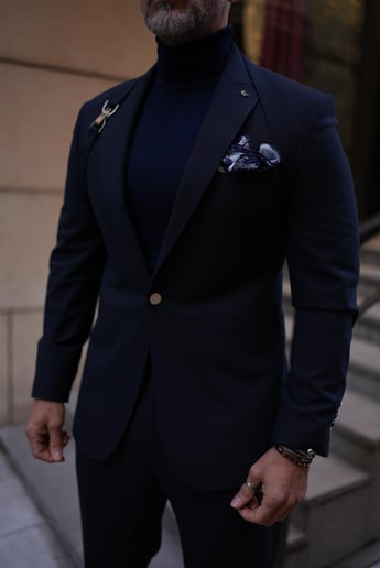 SHOULDER STRAPE NAVY BLUE SUIT