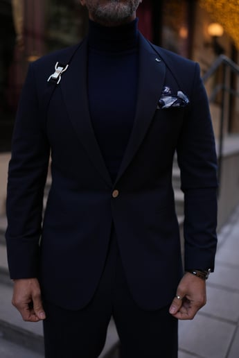 SHOULDER STRAPE NAVY BLUE SUIT