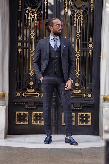 Slim Fit Plaid Detailed Suit