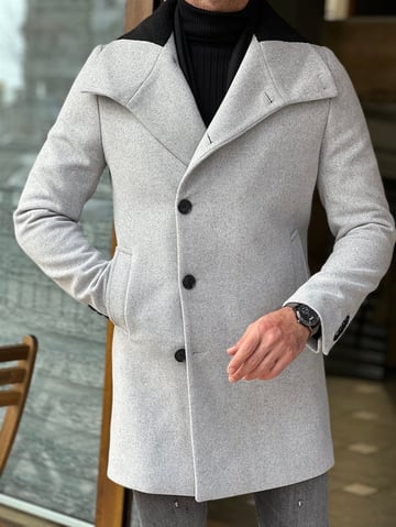 Slim Fit Shawl Collar Stamp Coat