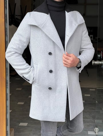 Slim Fit Shawl Collar Stamp Coat