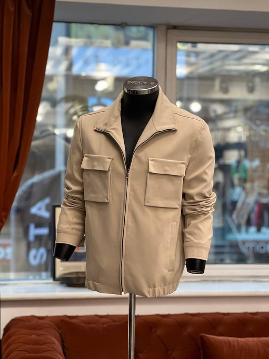 Beige Slim Fit Jacket