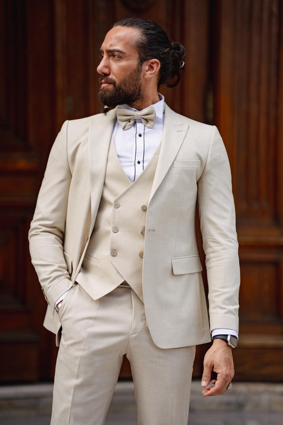 Men's Beige Tuxedo Suit