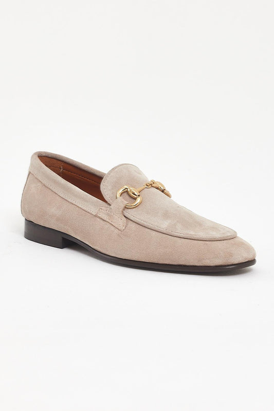 Beige Suede Loafers