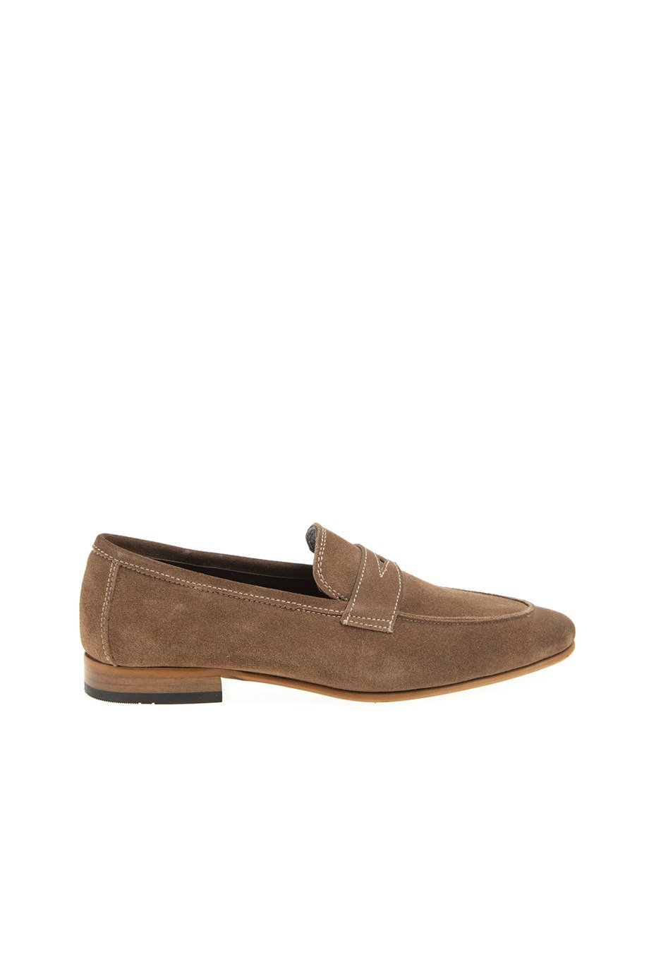 Beige Suede Penny Loafer