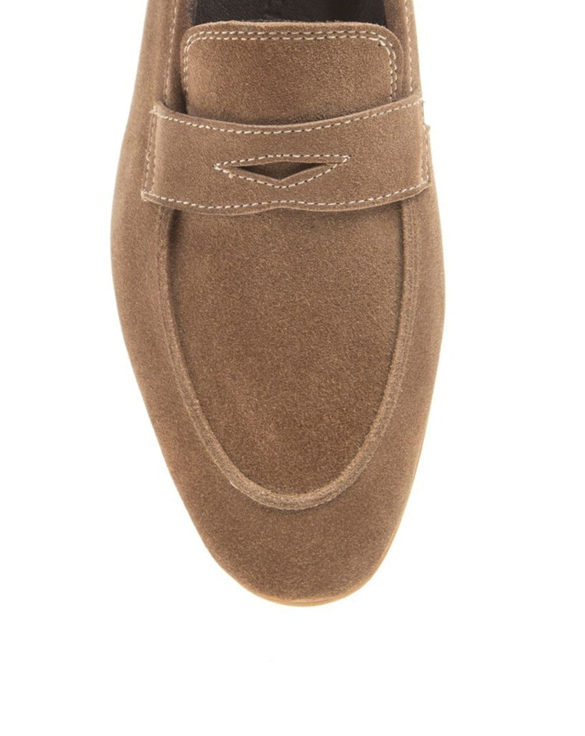 Beige Suede Penny Loafer