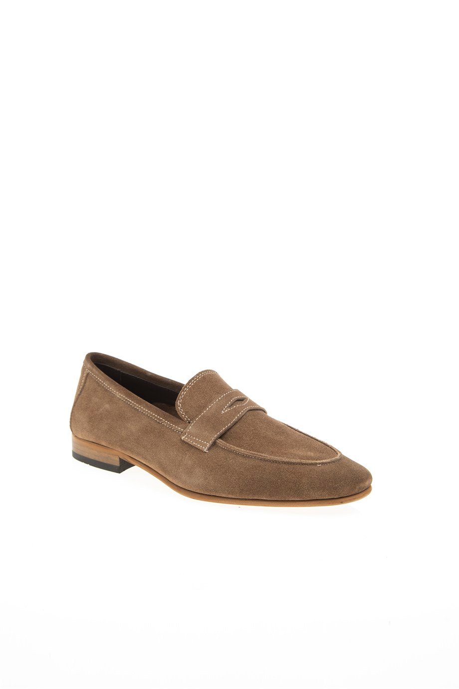 Beige Suede Penny Loafer