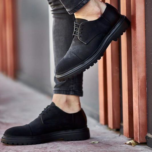 Black Suede Chunky Derby