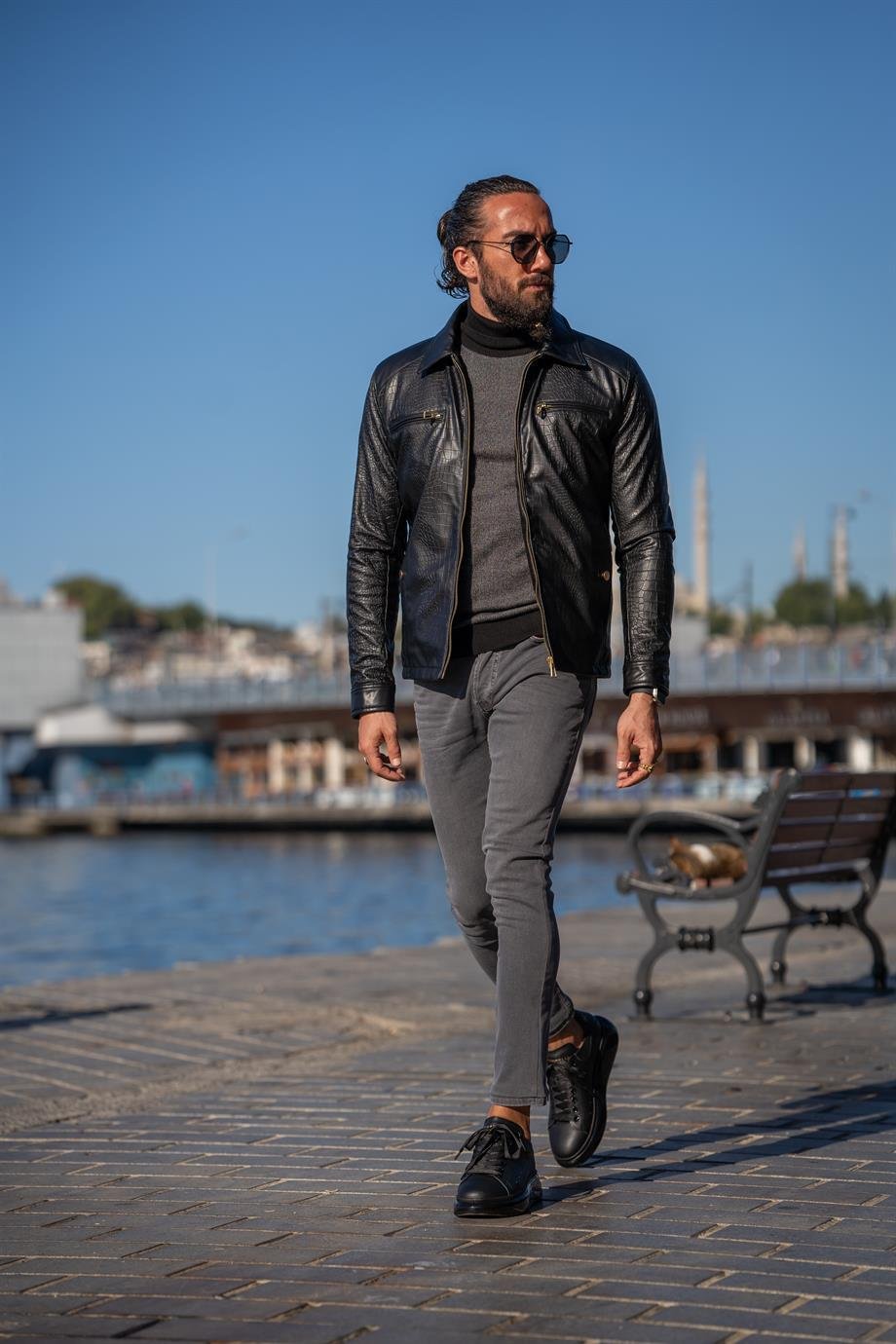 Black Slim Fit Leather Jacket