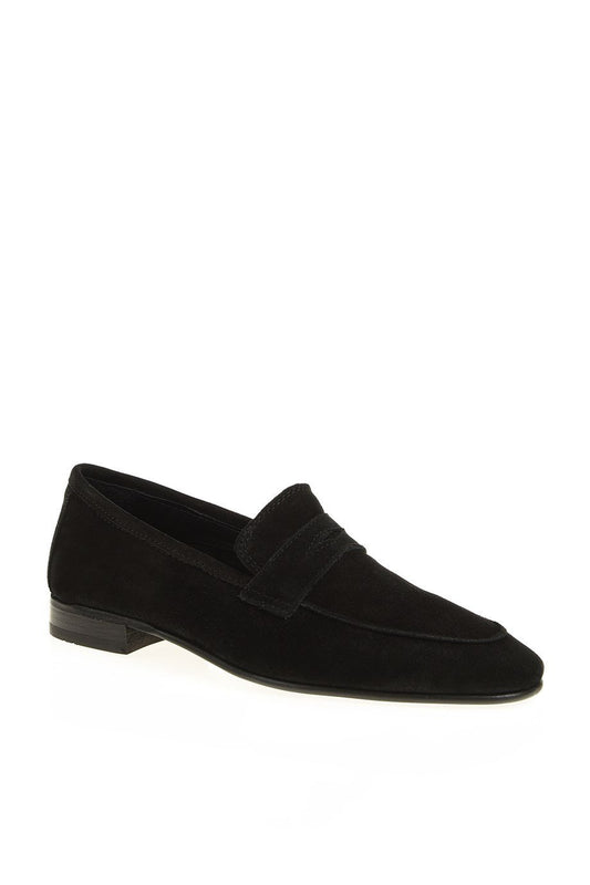 Black Suede Penny Loafer