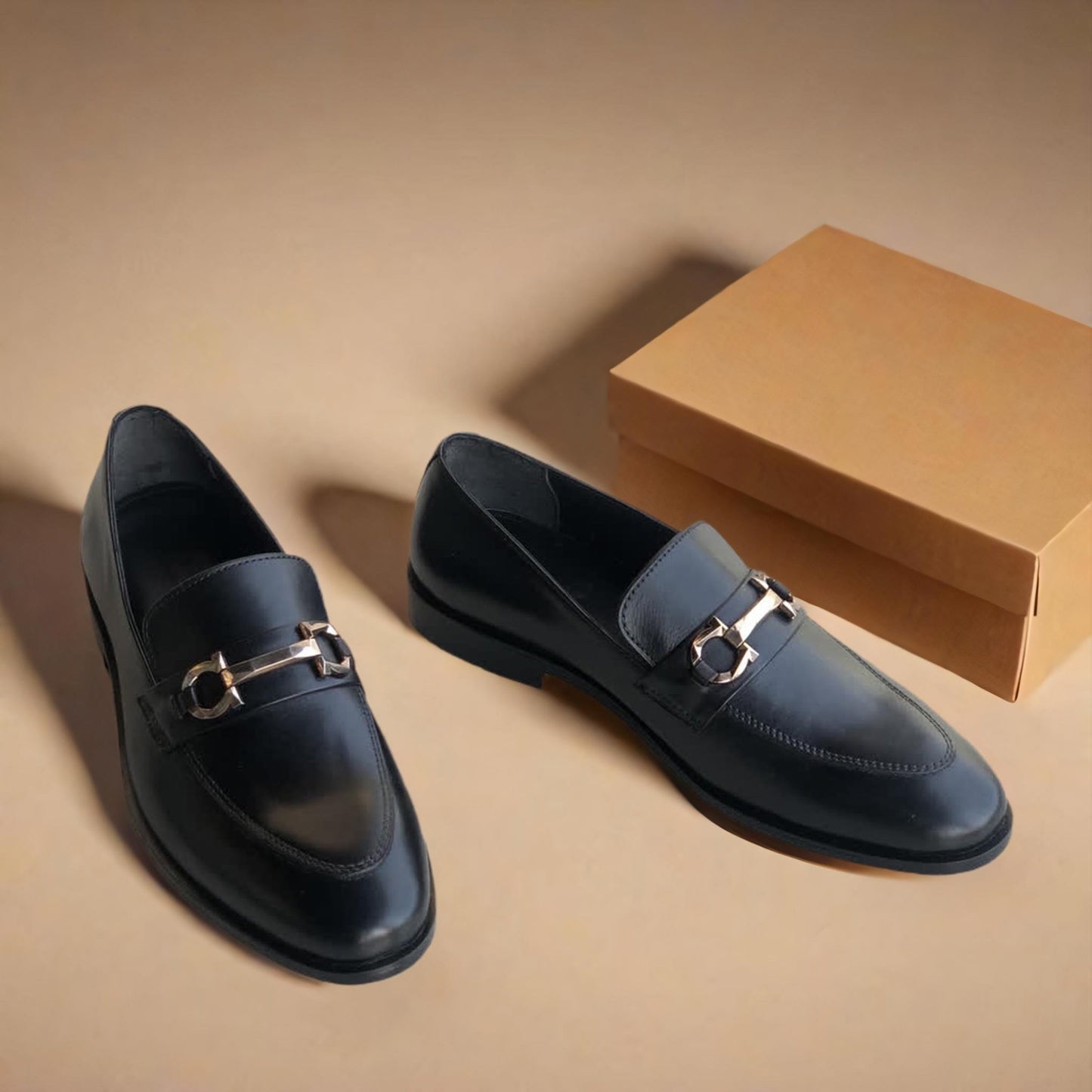 Black Crystal Buckle Loafer-AL065