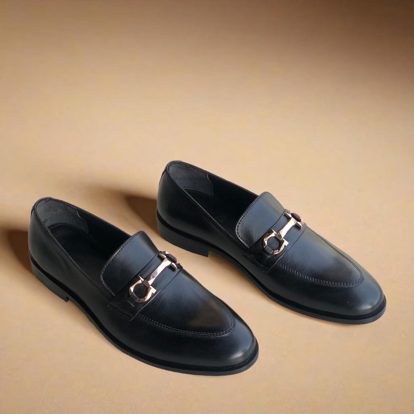 Black Crystal Buckle Loafer-AL065