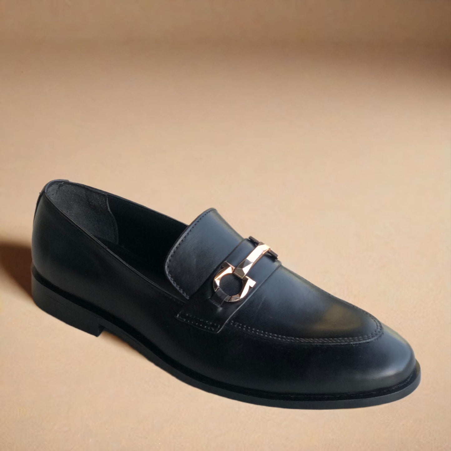 Black Crystal Buckle Loafer-AL065