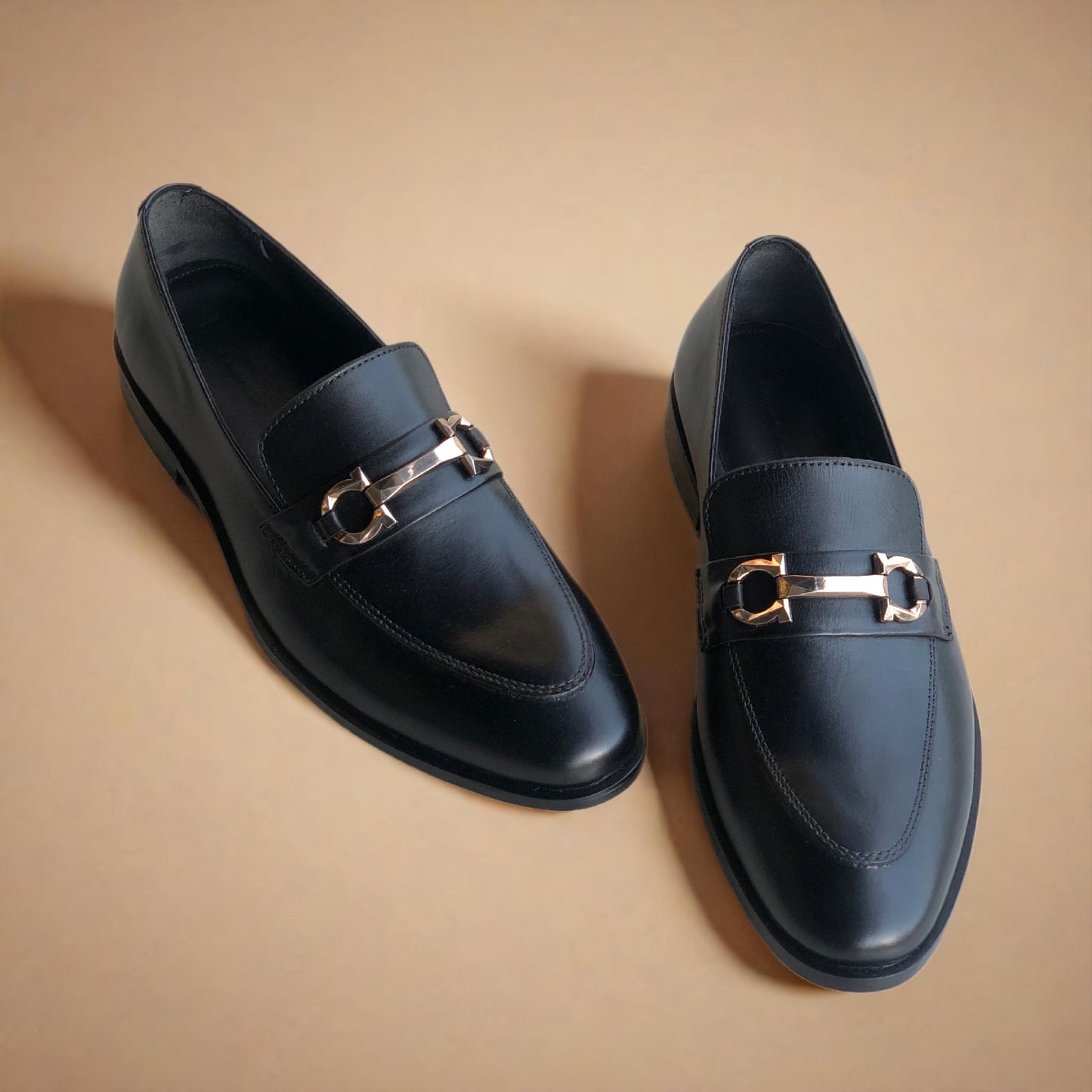 Black Crystal Buckle Loafer-AL065