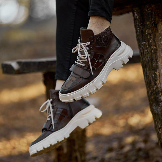 Brown Croc Ankle Boots