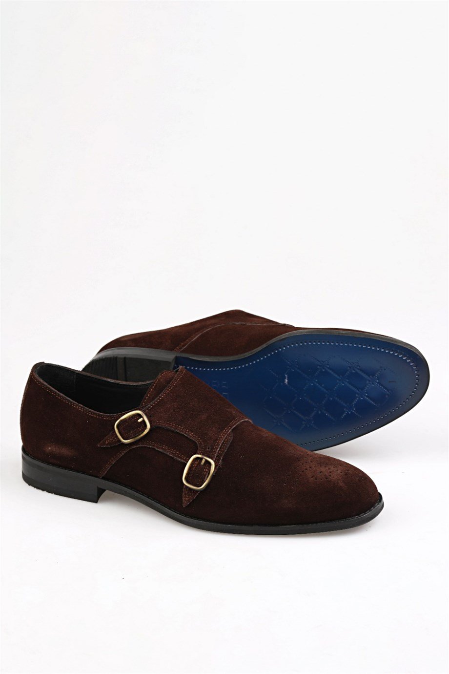 Brown suede Brogue Double Monk