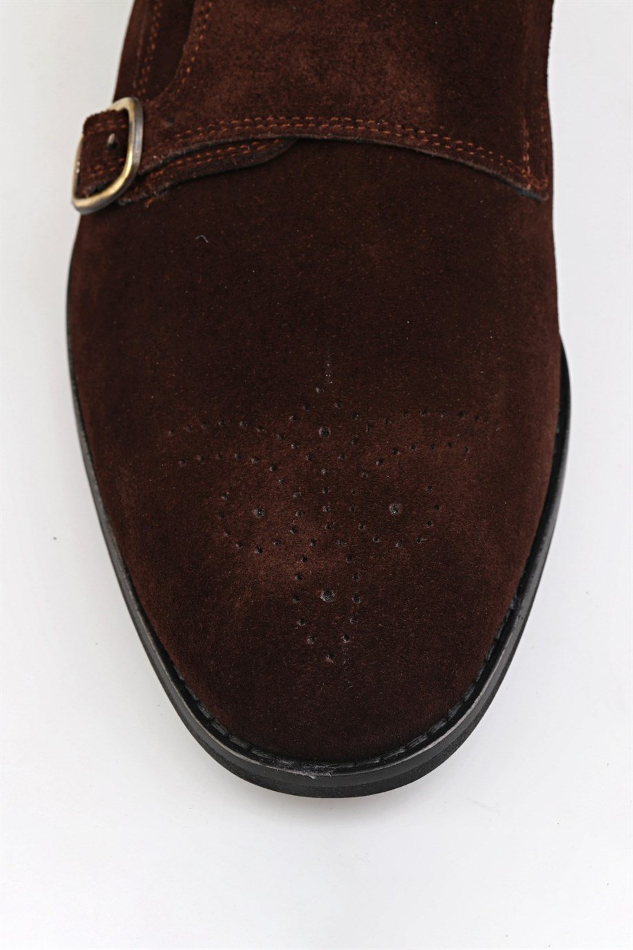 Brown suede Brogue Double Monk