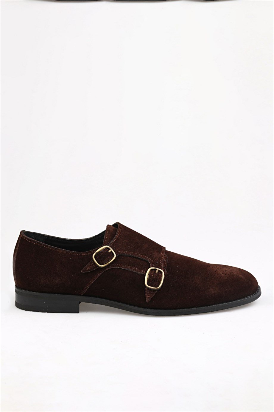 Brown suede Brogue Double Monk