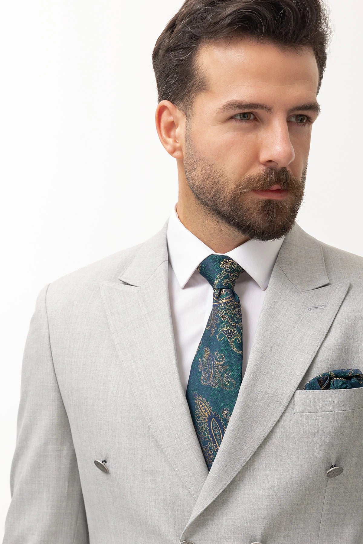 Grey Double Breasted Premium Men's Suit