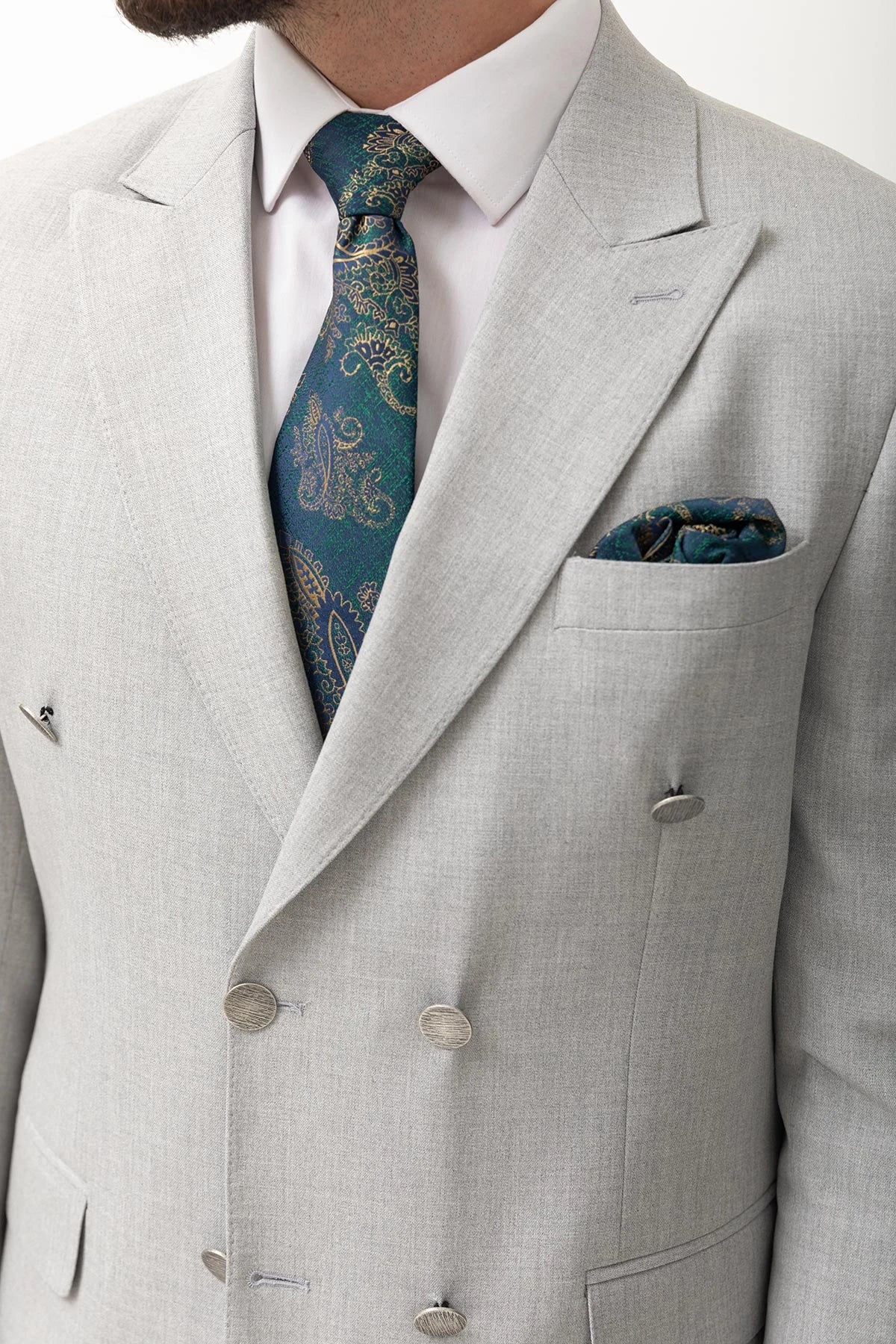 Grey Double Breasted Premium Men's Suit