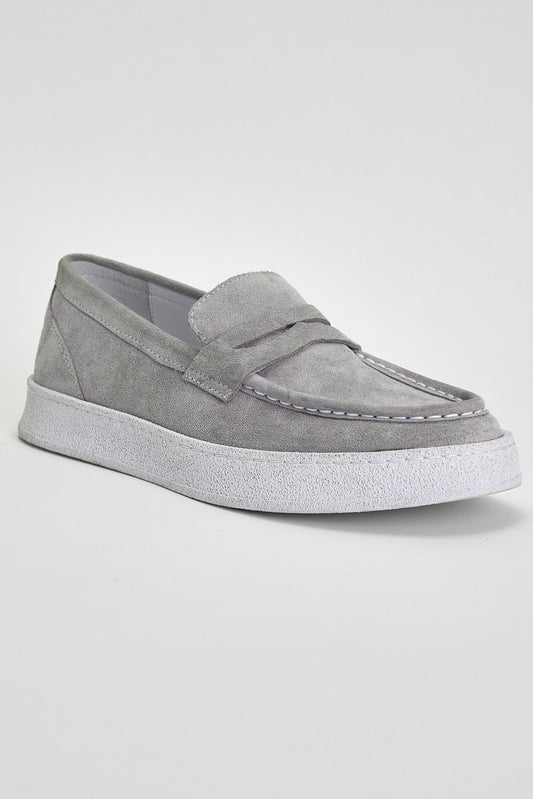 Grey Suede Casual Loafer