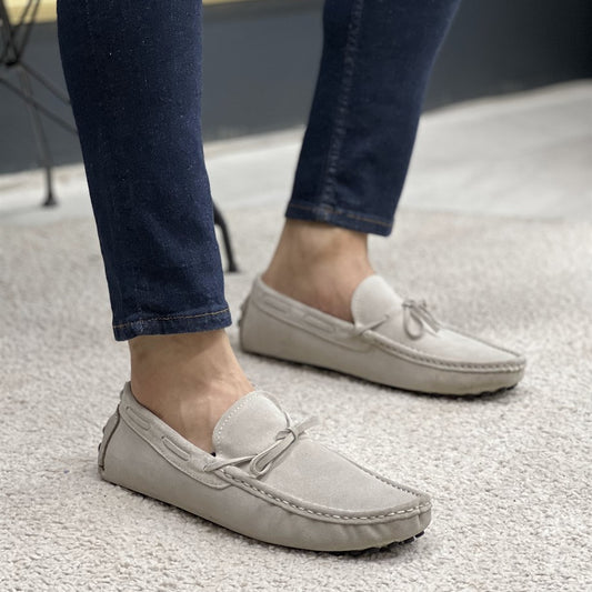 Grey Suede Driving Loafers